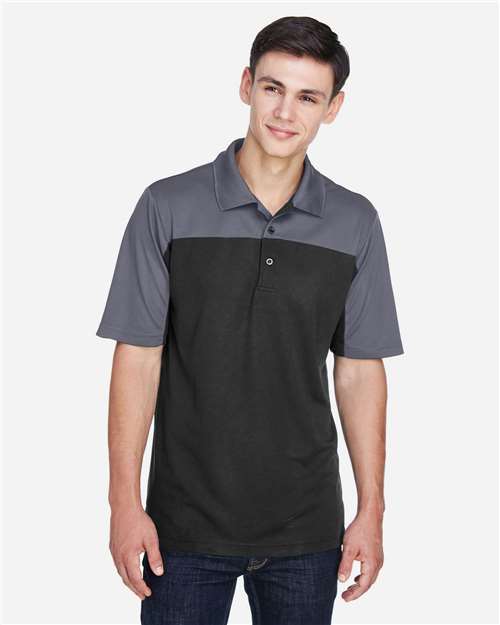 Core365 Men's Balance Colorblock Performance Piqué Polo - CE101 Black- Carbon