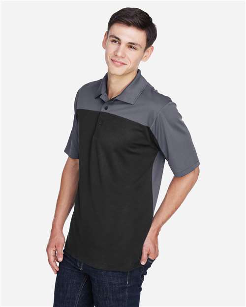 Core365 Men's Balance Colorblock Performance Piqué Polo - CE101 Black- Carbon
