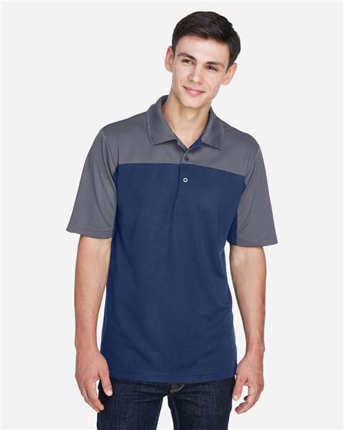Core365 Men's Balance Colorblock Performance Piqué Polo - CE101 Classic Navy- Carbon