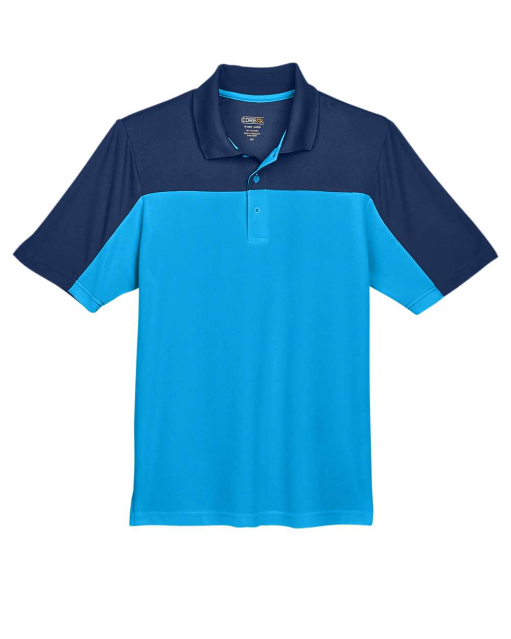 Core365 Men's Balance Colorblock Performance Piqué Polo - CE101 Electric Blue- Classic Navy