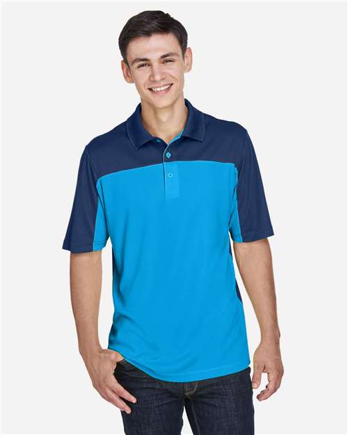 Core365 Men's Balance Colorblock Performance Piqué Polo - CE101 Electric Blue- Classic Navy
