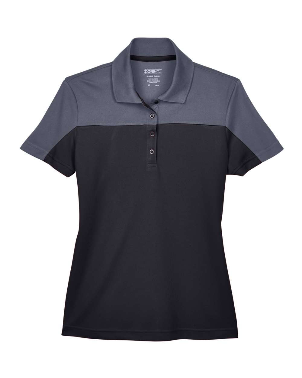 Core365 Women's Balance Colorblock Performance Piqué Polo - CE101W Black- Carbon