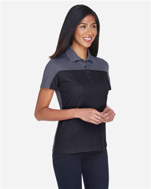 Core365 Women's Balance Colorblock Performance Piqué Polo - CE101W Black- Carbon