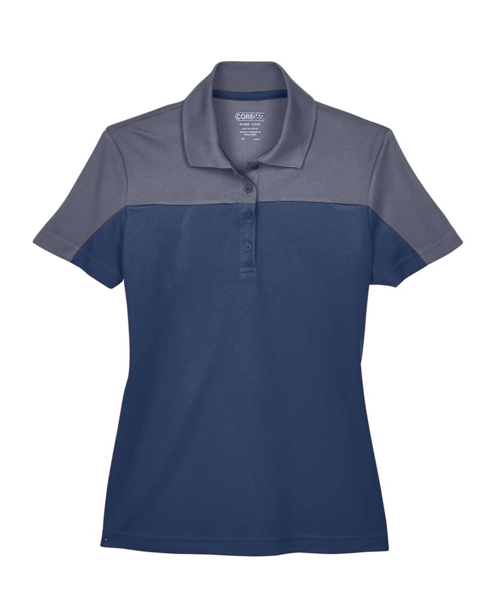 Core365 Women's Balance Colorblock Performance Piqué Polo - CE101W Classic Navy Heather- Carbon