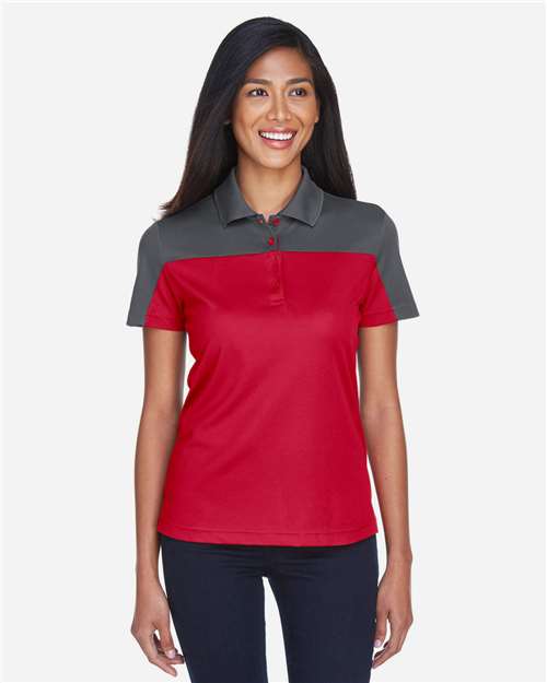 Core365 Women's Balance Colorblock Performance Piqué Polo - CE101W Classic Red- Carbon