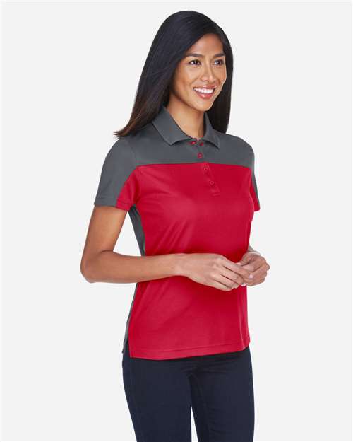 Core365 Women's Balance Colorblock Performance Piqué Polo - CE101W Classic Red- Carbon