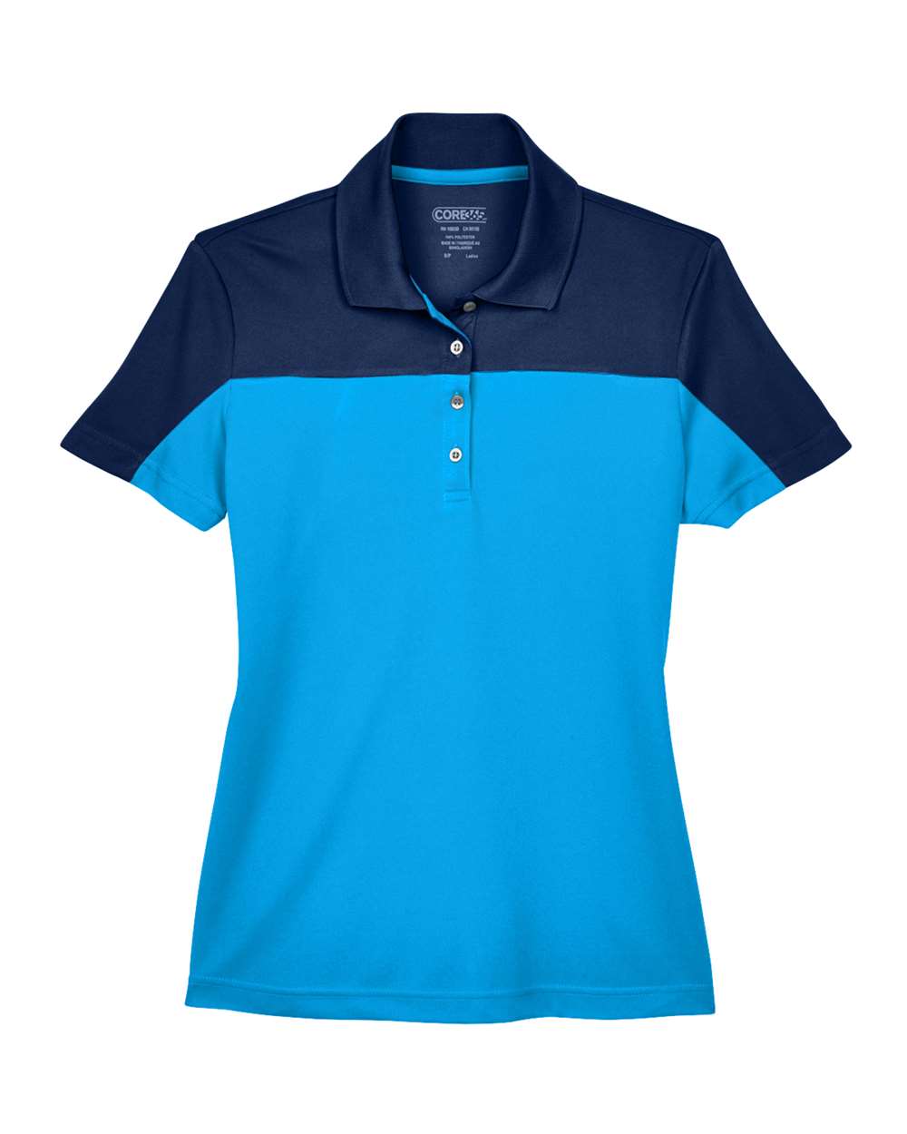 Core365 Women's Balance Colorblock Performance Piqué Polo - CE101W Electric Blue- Classic Navy