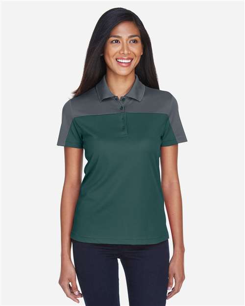 Core365 Women's Balance Colorblock Performance Piqué Polo - CE101W Forest- Carbon
