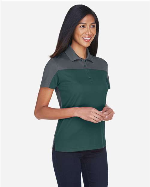 Core365 Women's Balance Colorblock Performance Piqué Polo - CE101W Forest- Carbon