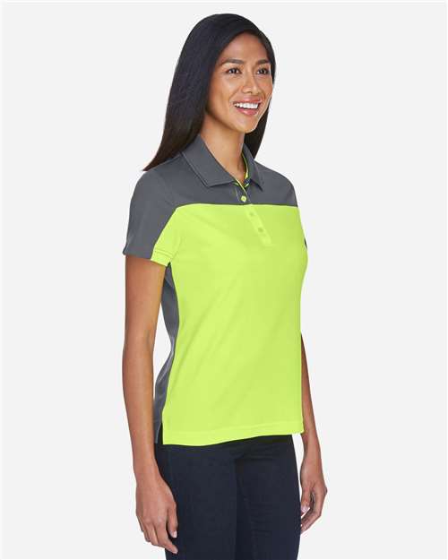 Core365 Women's Balance Colorblock Performance Piqué Polo - CE101W Safety Yellow- Carbon