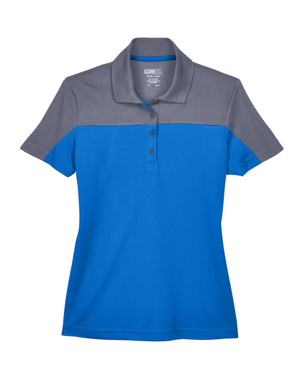 Core365 Women's Balance Colorblock Performance Piqué Polo - CE101W True Royal- Carbon