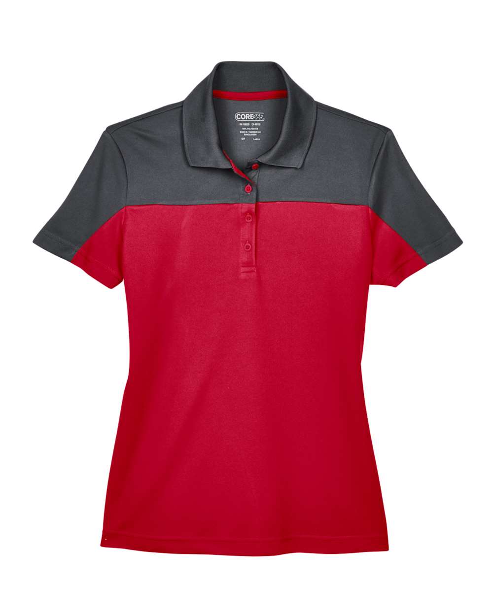 Core365 Women's Balance Colorblock Performance Piqué Polo - CE101W Classic Red- Carbon