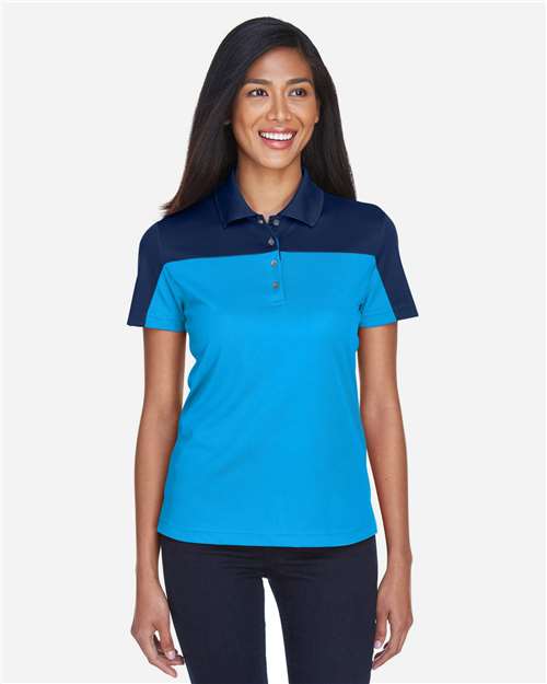Core365 Women's Balance Colorblock Performance Piqué Polo - CE101W Electric Blue- Classic Navy