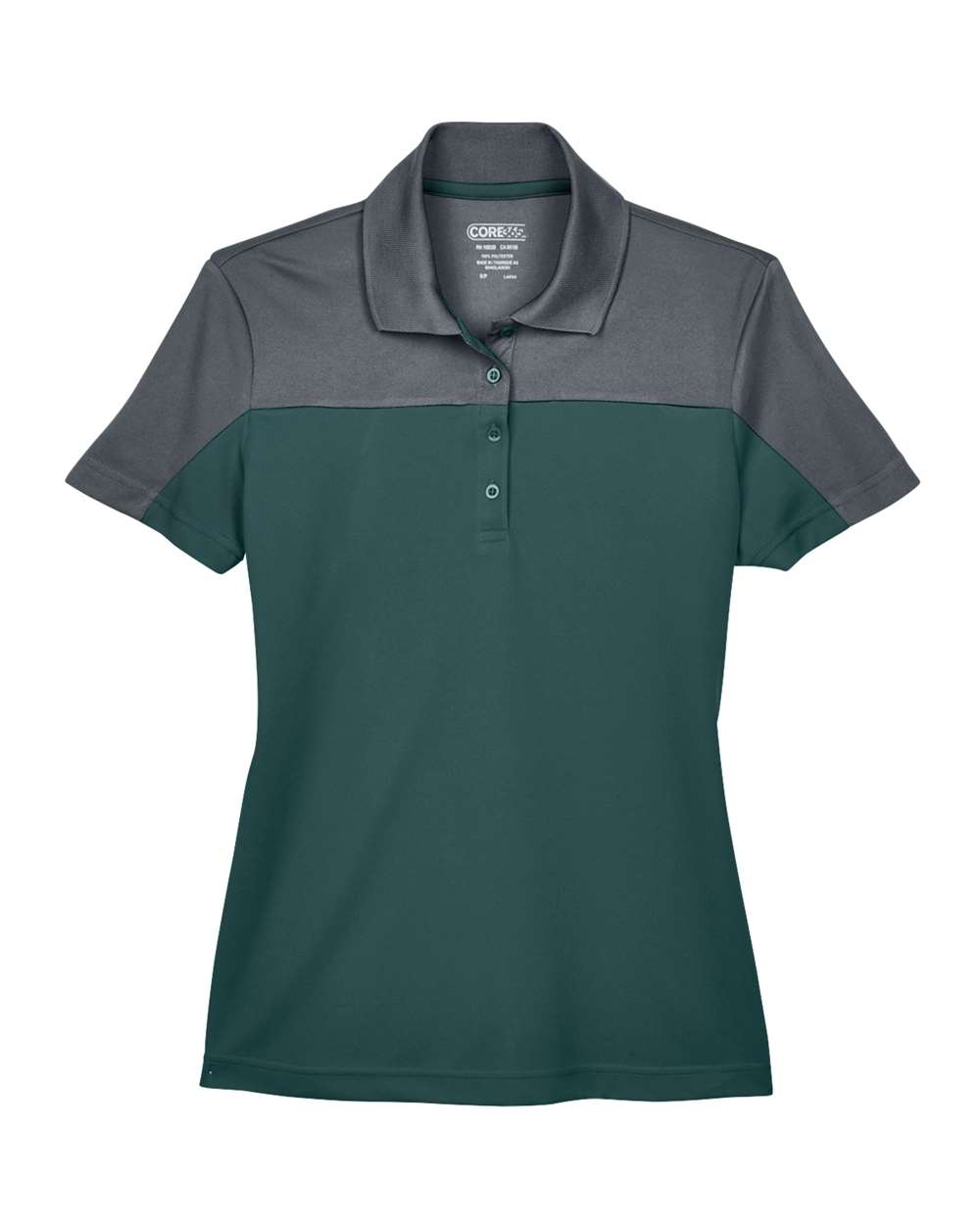 Core365 Women's Balance Colorblock Performance Piqué Polo - CE101W Forest- Carbon