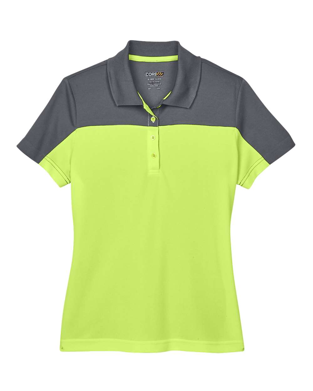 Core365 Women's Balance Colorblock Performance Piqué Polo - CE101W Safety Yellow- Carbon