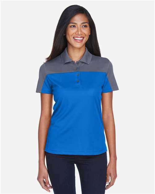Core365 Women's Balance Colorblock Performance Piqué Polo - CE101W True Royal- Carbon