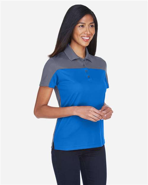 Core365 Women's Balance Colorblock Performance Piqué Polo - CE101W True Royal- Carbon