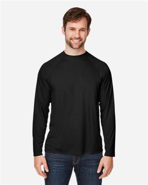 Core365 Unisex Ultra UVP™ Marina Raglan Long Sleeve T-Shirt - CE110 Black