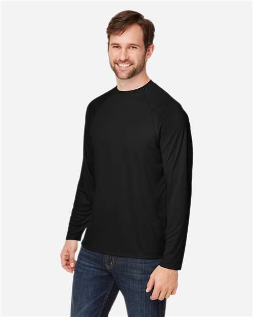 Core365 Unisex Ultra UVP™ Marina Raglan Long Sleeve T-Shirt - CE110 Black