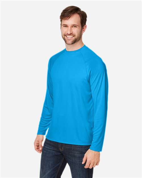 Core365 Unisex Ultra UVP™ Marina Raglan Long Sleeve T-Shirt - CE110 Electric Blue