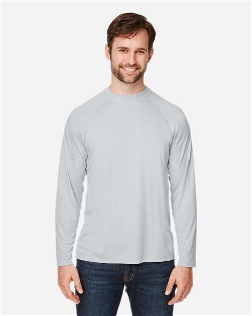 Core365 Unisex Ultra UVP™ Marina Raglan Long Sleeve T-Shirt - CE110 Platinum