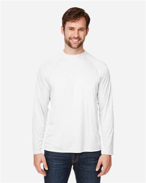 Core365 Unisex Ultra UVP™ Marina Raglan Long Sleeve T-Shirt - CE110 White