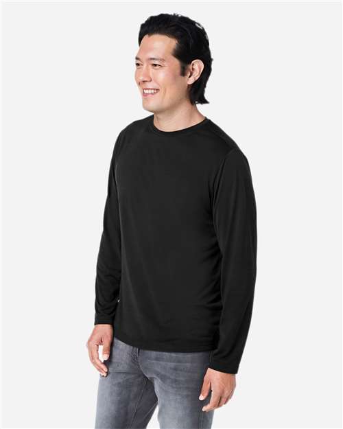 Core365 Unisex Fusion ChromaSoft™ Performance Long Sleeve T-Shirt - CE111L Black