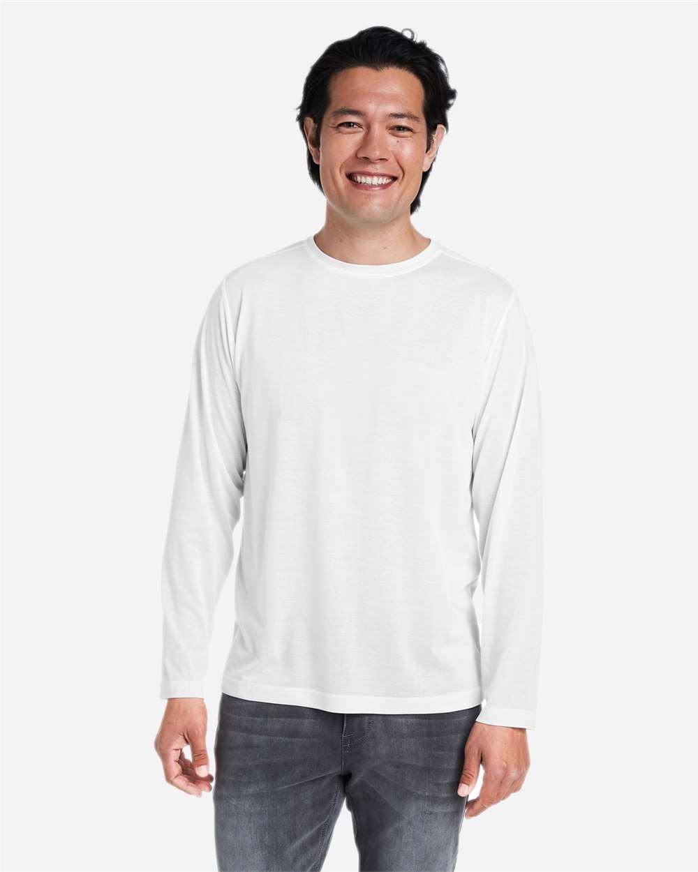 Core365 Unisex Fusion ChromaSoft™ Performance Long Sleeve T-Shirt - CE111L White