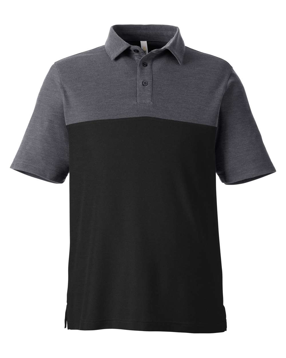 Core365 Men's Fusion ChromaSoft™ Colorblock Polo - CE112C Black- Carbon Heather
