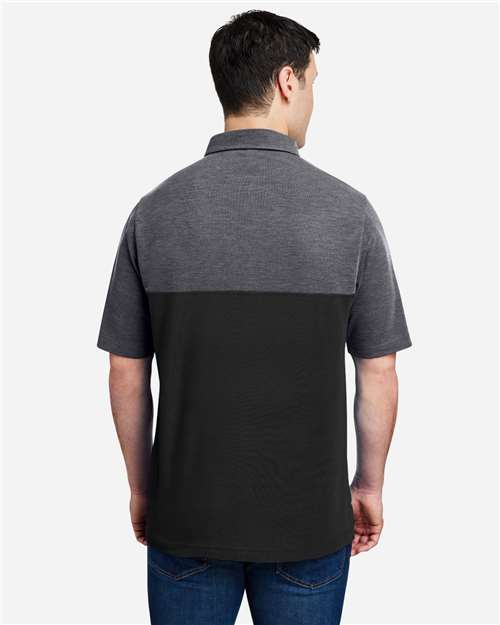 Core365 Men's Fusion ChromaSoft™ Colorblock Polo - CE112C Black- Carbon Heather