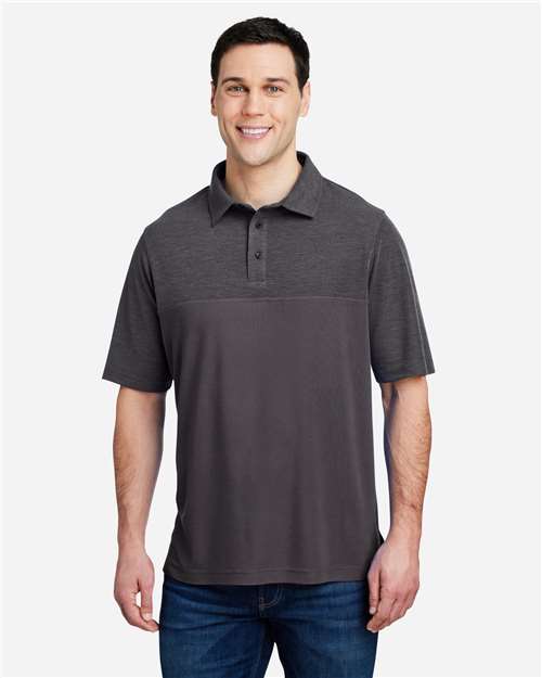 Core365 Men's Fusion ChromaSoft™ Colorblock Polo - CE112C Carbon- Carbon Heather