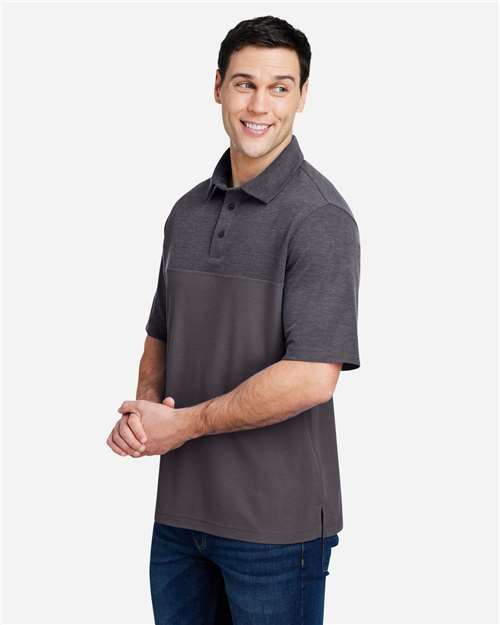 Core365 Men's Fusion ChromaSoft™ Colorblock Polo - CE112C Carbon- Carbon Heather