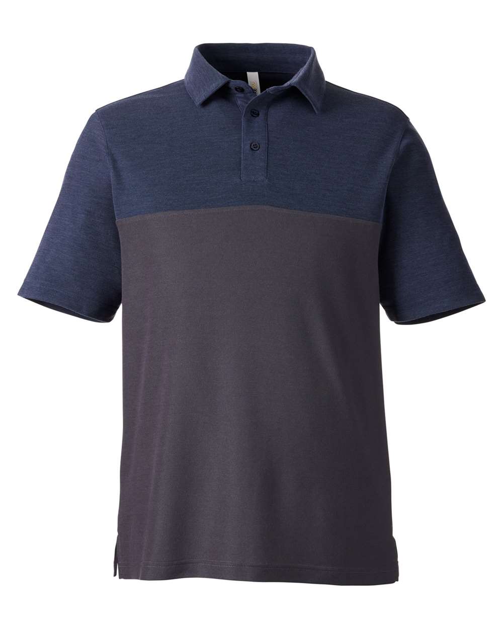 Core365 Men's Fusion ChromaSoft™ Colorblock Polo - CE112C Carbon- Classic Navy Heather