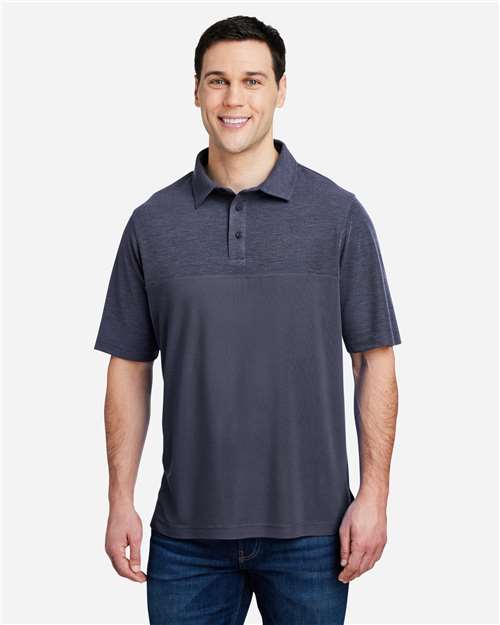 Core365 Men's Fusion ChromaSoft™ Colorblock Polo - CE112C Classic Navy- Classic Navy Heather