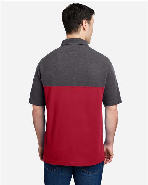 Core365 Men's Fusion ChromaSoft™ Colorblock Polo - CE112C Classic Red- Carbon Heather