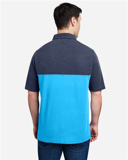 Core365 Men's Fusion ChromaSoft™ Colorblock Polo - CE112C Electric Blue- Classic Navy Heather