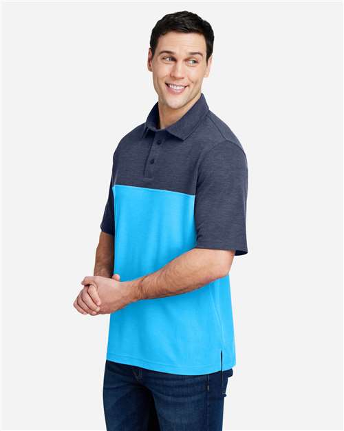 Core365 Men's Fusion ChromaSoft™ Colorblock Polo - CE112C Electric Blue- Classic Navy Heather