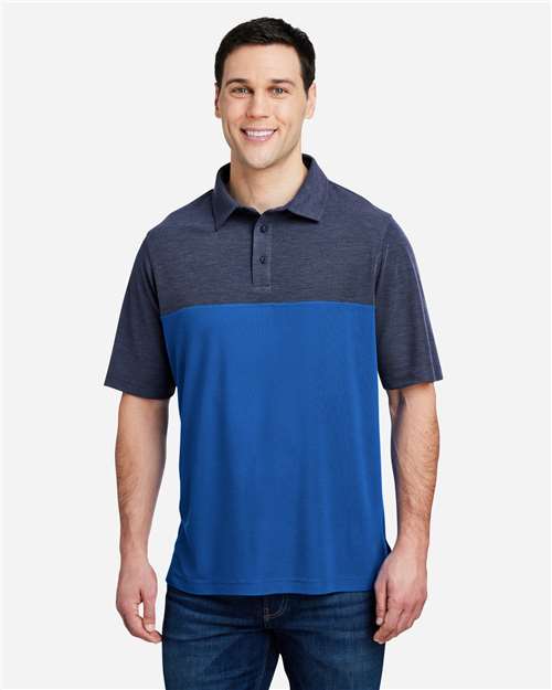 Core365 Men's Fusion ChromaSoft™ Colorblock Polo - CE112C True Royal- Classic Navy Heather