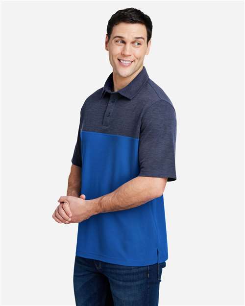 Core365 Men's Fusion ChromaSoft™ Colorblock Polo - CE112C True Royal- Classic Navy Heather