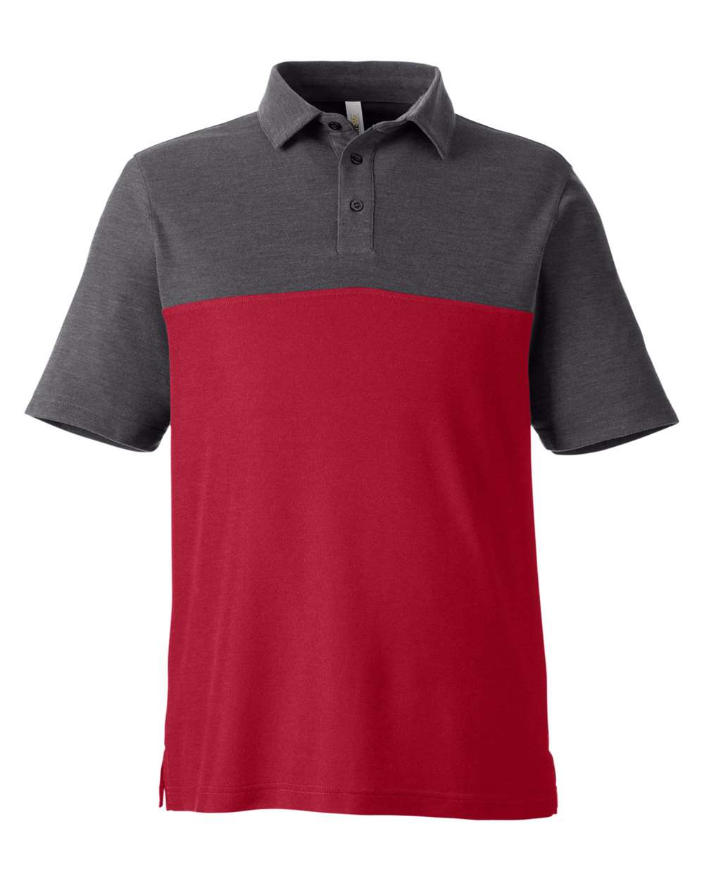 Core365 Men's Fusion ChromaSoft™ Colorblock Polo - CE112C Classic Red- Carbon Heather