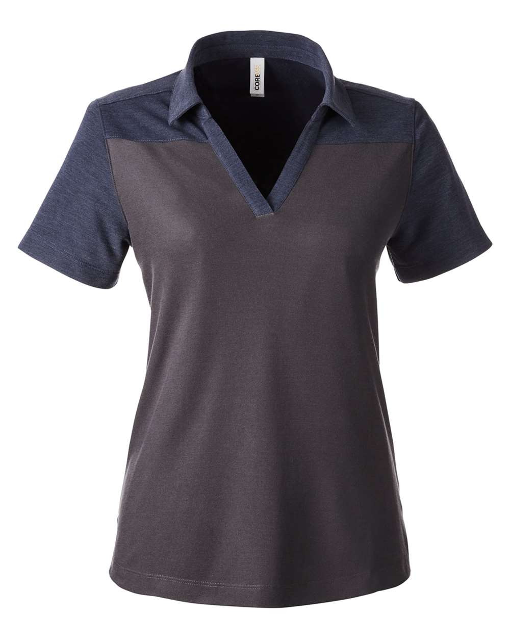Core365 Women's Fusion ChromaSoft™ Colorblock Polo - CE112CW Carbon- Classic Navy Heather