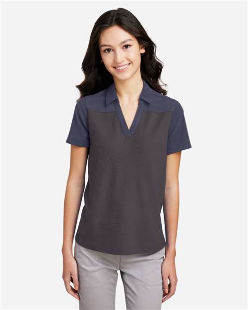 Core365 Women's Fusion ChromaSoft™ Colorblock Polo - CE112CW Carbon- Classic Navy Heather