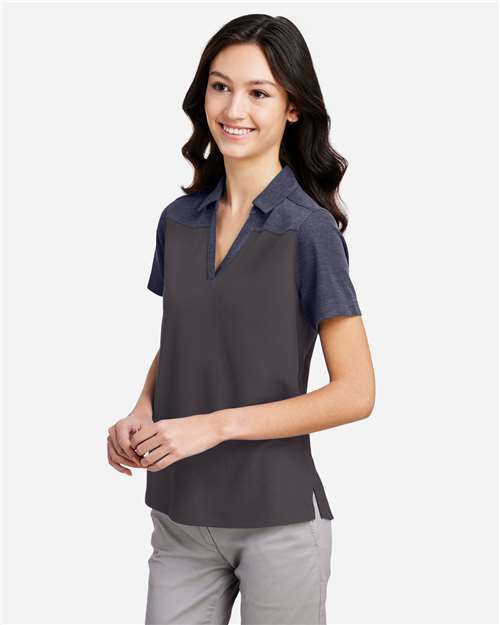 Core365 Women's Fusion ChromaSoft™ Colorblock Polo - CE112CW Carbon- Classic Navy Heather
