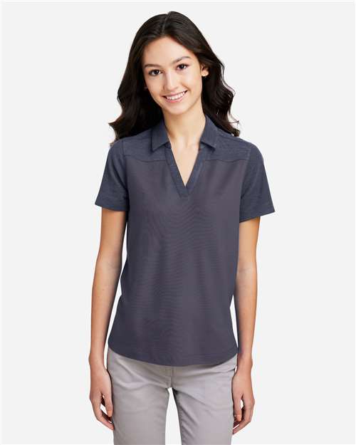 Core365 Women's Fusion ChromaSoft™ Colorblock Polo - CE112CW Classic Navy- Classic Navy Heather