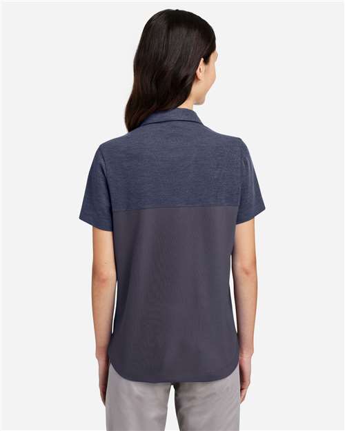 Core365 Women's Fusion ChromaSoft™ Colorblock Polo - CE112CW Classic Navy- Classic Navy Heather