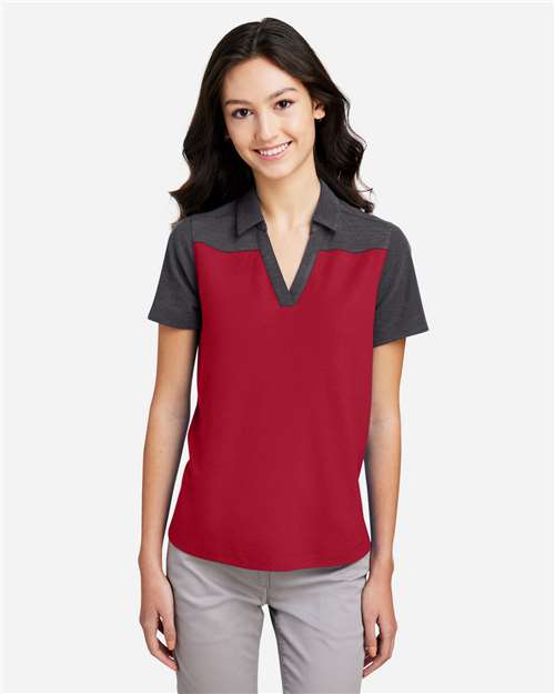 Core365 Women's Fusion ChromaSoft™ Colorblock Polo - CE112CW Classic Red- Carbon Heather