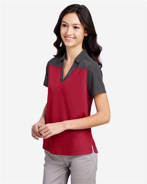 Core365 Women's Fusion ChromaSoft™ Colorblock Polo - CE112CW Classic Red- Carbon Heather