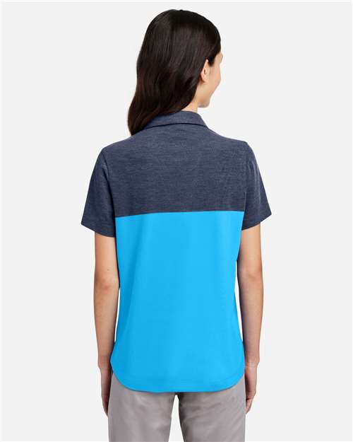 Core365 Women's Fusion ChromaSoft™ Colorblock Polo - CE112CW Electric Blue- Classic Navy Heather