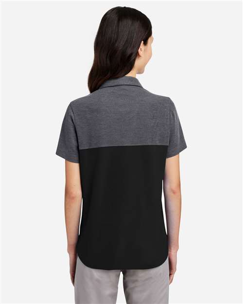 Core365 Women's Fusion ChromaSoft™ Colorblock Polo - CE112CW Black- Carbon Heather