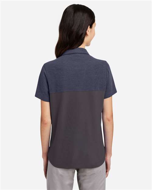 Core365 Women's Fusion ChromaSoft™ Colorblock Polo - CE112CW Carbon- Classic Navy Heather